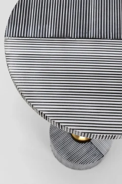 Online KARE Design Stolik pomocniczy okrągły biało-czarny wzór w linie Ø25x50 cm - KARE