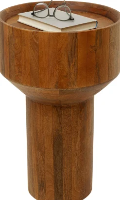 Clearance KARE Design Stolik pomocniczy okrągły brązowy z drewna mango Ø35x55 cm - KARE