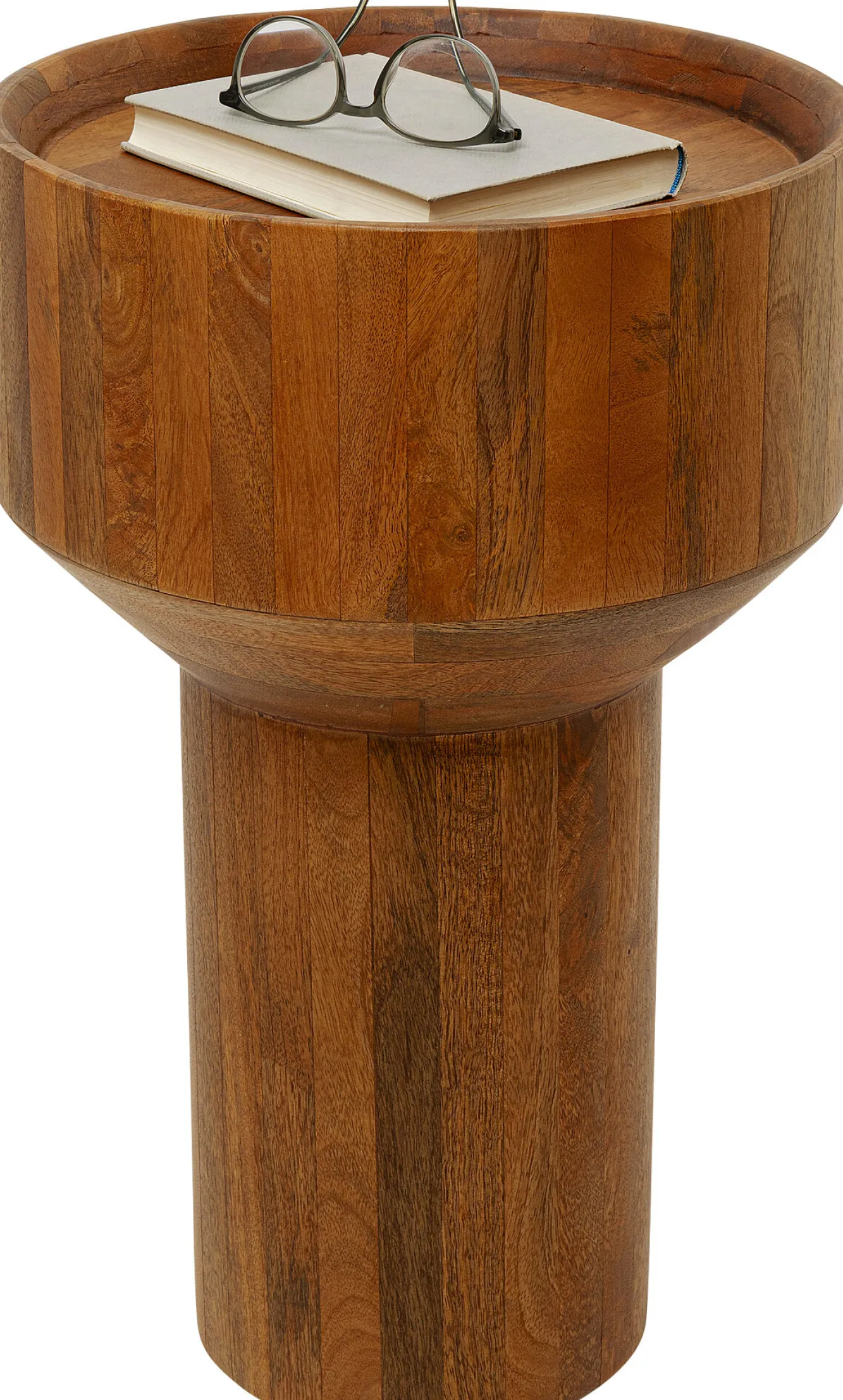 Clearance KARE Design Stolik pomocniczy okrągły brązowy z drewna mango Ø35x55 cm - KARE