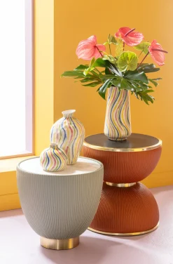 Online KARE Design Stolik pomocniczy okrągły brązowy blat czarny Ø47 cm - KARE