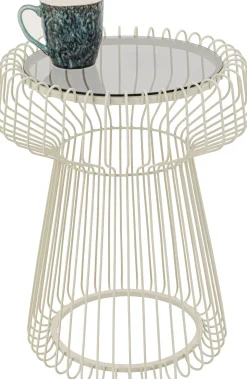 Hot KARE Design Stolik pomocniczy okrągły szkło transparentne i stal biała Ø38x48 cm - KARE