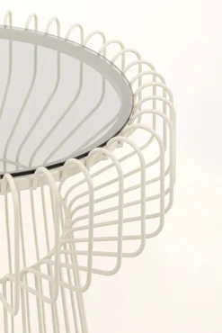 Hot KARE Design Stolik pomocniczy okrągły szkło transparentne i stal biała Ø38x48 cm - KARE