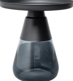 Hot KARE Design Stolik pomocniczy okrągły stal czarna i szkło przydymione Ø50 cm - KARE
