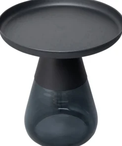Hot KARE Design Stolik pomocniczy okrągły stal czarna i szkło przydymione Ø50 cm - KARE