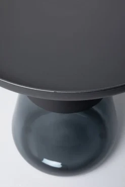 Hot KARE Design Stolik pomocniczy okrągły stal czarna i szkło przydymione Ø50 cm - KARE