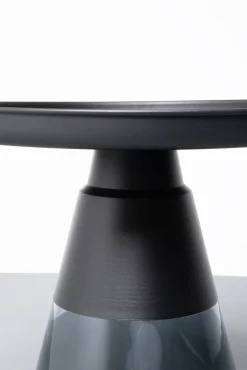 Hot KARE Design Stolik pomocniczy okrągły stal czarna i szkło przydymione Ø50 cm - KARE