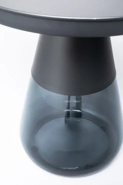 Hot KARE Design Stolik pomocniczy okrągły stal czarna i szkło przydymione Ø50 cm - KARE