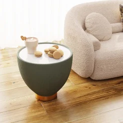 Sale KARE Design Stolik pomocniczy okrągły zielony podstawa złota Ø47 cm - KARE