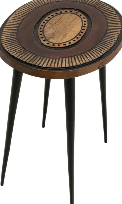 Outlet KARE Design Stolik pomocniczy owalny boho drewno mango i stal 40x30 cm - KARE