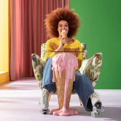 Sale KARE Design Stolik pomocniczy w kształcie loda blat szklany Ø48 cm - KARE