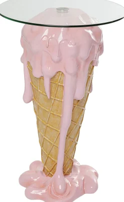 Sale KARE Design Stolik pomocniczy w kształcie loda blat szklany Ø48 cm - KARE