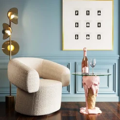 Sale KARE Design Stolik pomocniczy w kształcie loda blat szklany Ø48 cm - KARE