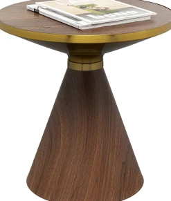 Clearance KARE Design Stolik pomocniczy z fornirowanym blatem brązowy Ø50 cm - KARE