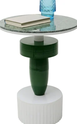 Online KARE Design Stolik pomocniczy zielono-biały z marmurowym blatem Ø40x48 cm - KARE