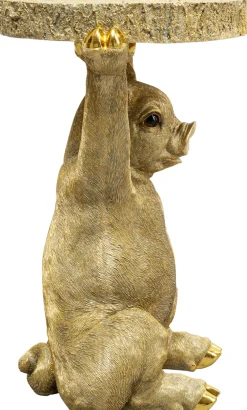 Hot KARE Design Stolik pomocniczy złoty motyw zwierzęcy świnka 34x52 cm - KARE