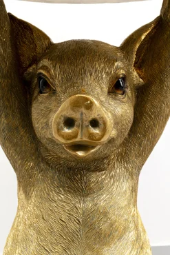 Hot KARE Design Stolik pomocniczy złoty motyw zwierzęcy świnka 34x52 cm - KARE