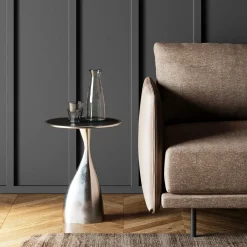 New KARE Design Stolik Spacey Ø36xH46 cm aluminium srebrny - KARE