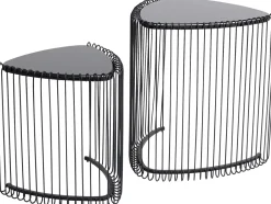 Hot KARE Design Stoliki pomocnicze czarne blaty trójkątne szklane 2-set - KARE