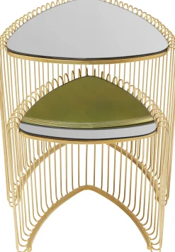 Best KARE Design Stoliki pomocnicze złote blaty trójkątne szklane 2-set - KARE