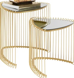 Best KARE Design Stoliki pomocnicze złote blaty trójkątne szklane 2-set - KARE