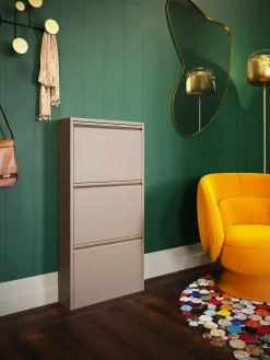 Clearance KARE Design Szafka na buty stalowa 3 półki kolor taupe 50x103 cm - KARE