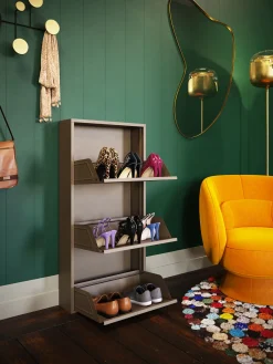 Clearance KARE Design Szafka na buty stalowa 3 półki kolor taupe 50x103 cm - KARE