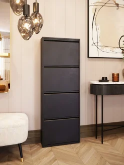 Sale KARE Design Szafka na buty stalowa 4 półki kolor czarny 50x136 cm - KARE