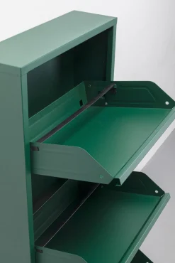 Outlet KARE Design Szafka na buty stalowa 3 półki kolor zielony 50x103 cm - KARE