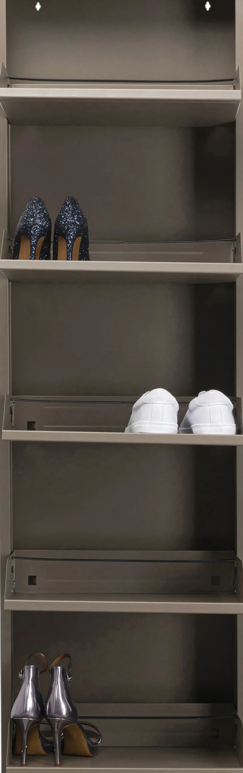 Sale KARE Design Szafka na buty stalowa 5 półek kolor taupe 50x170 cm - KARE