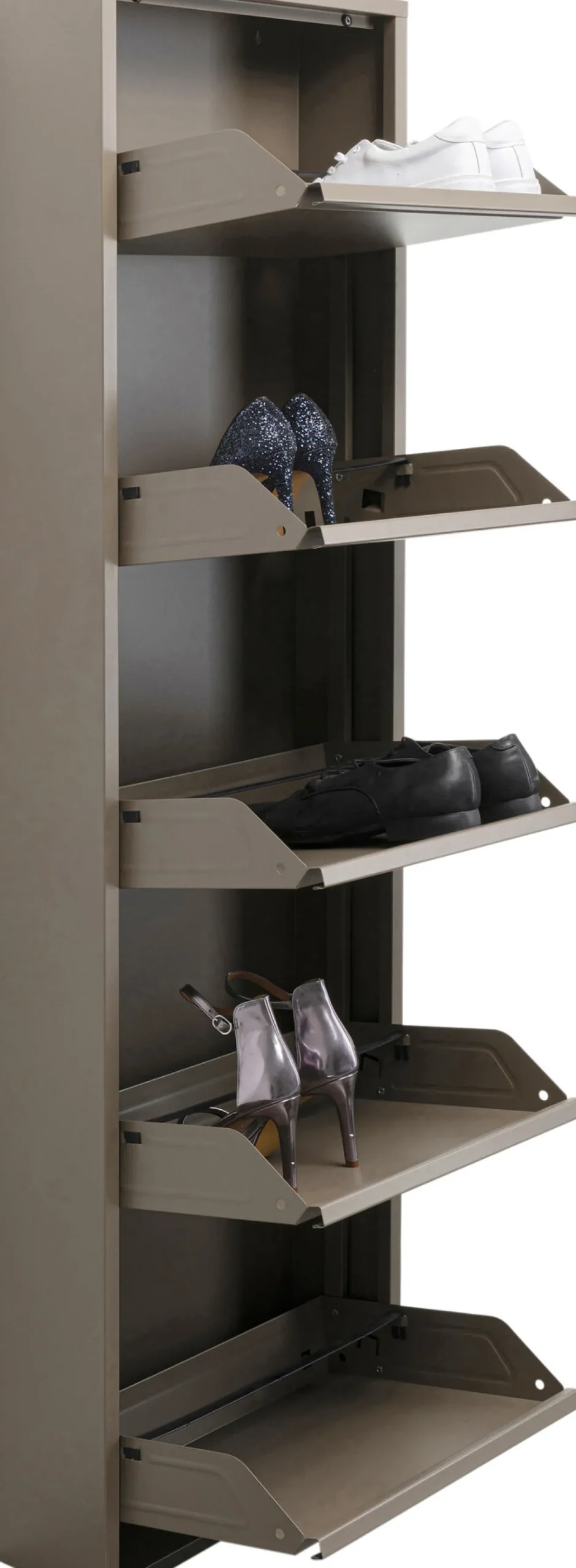 Sale KARE Design Szafka na buty stalowa 5 półek kolor taupe 50x170 cm - KARE