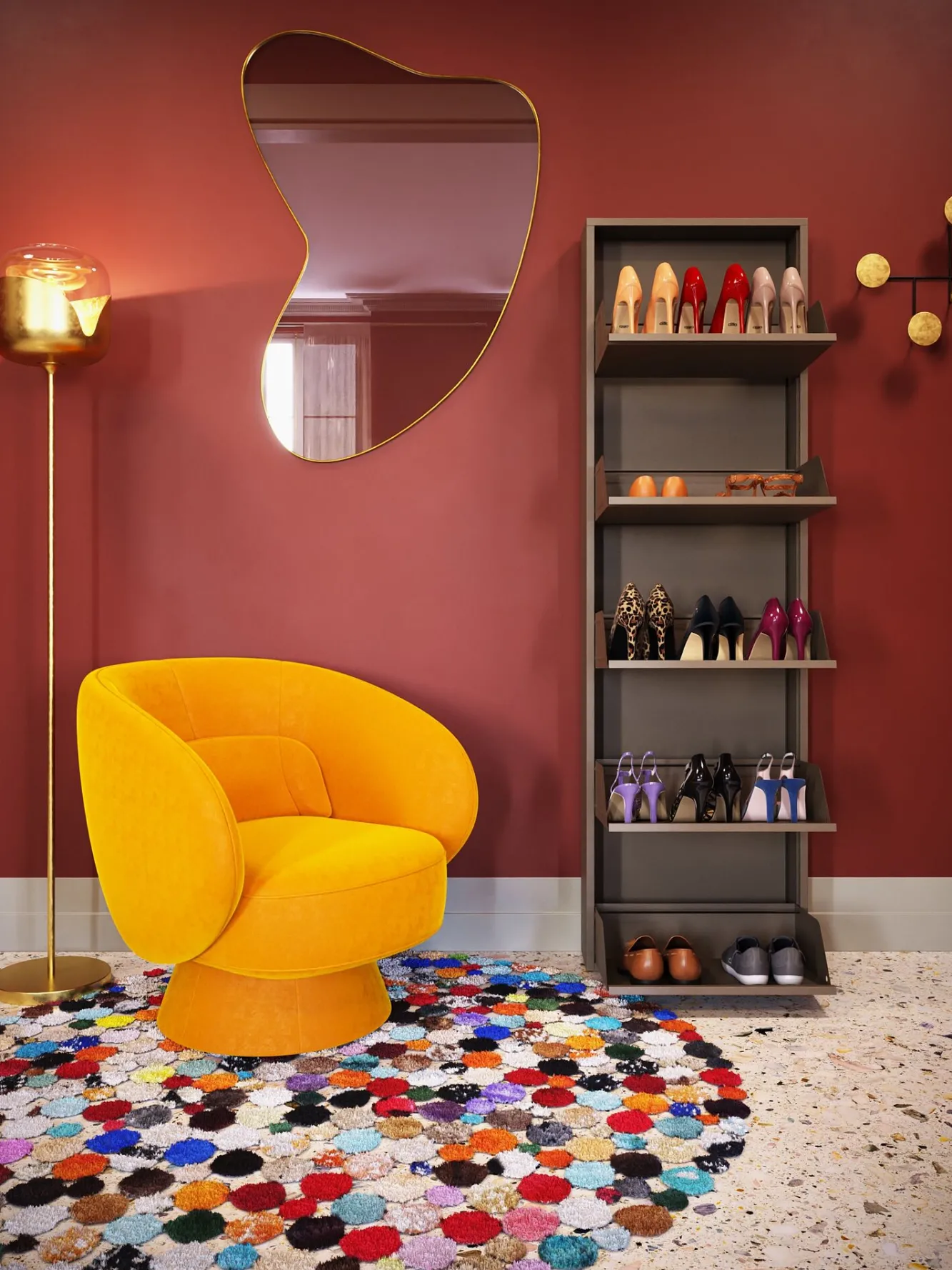 Sale KARE Design Szafka na buty stalowa 5 półek kolor taupe 50x170 cm - KARE