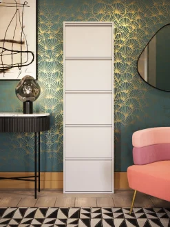 Discount KARE Design Szafka na buty stalowa kremowa 5 przegródek 50x173 cm - KARE