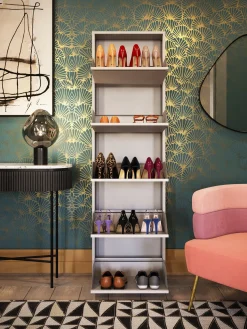 Discount KARE Design Szafka na buty stalowa kremowa 5 przegródek 50x173 cm - KARE