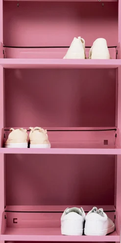 Discount KARE Design Szafka na buty stalowa różowa 3 przegródki 50x104 cm - KARE