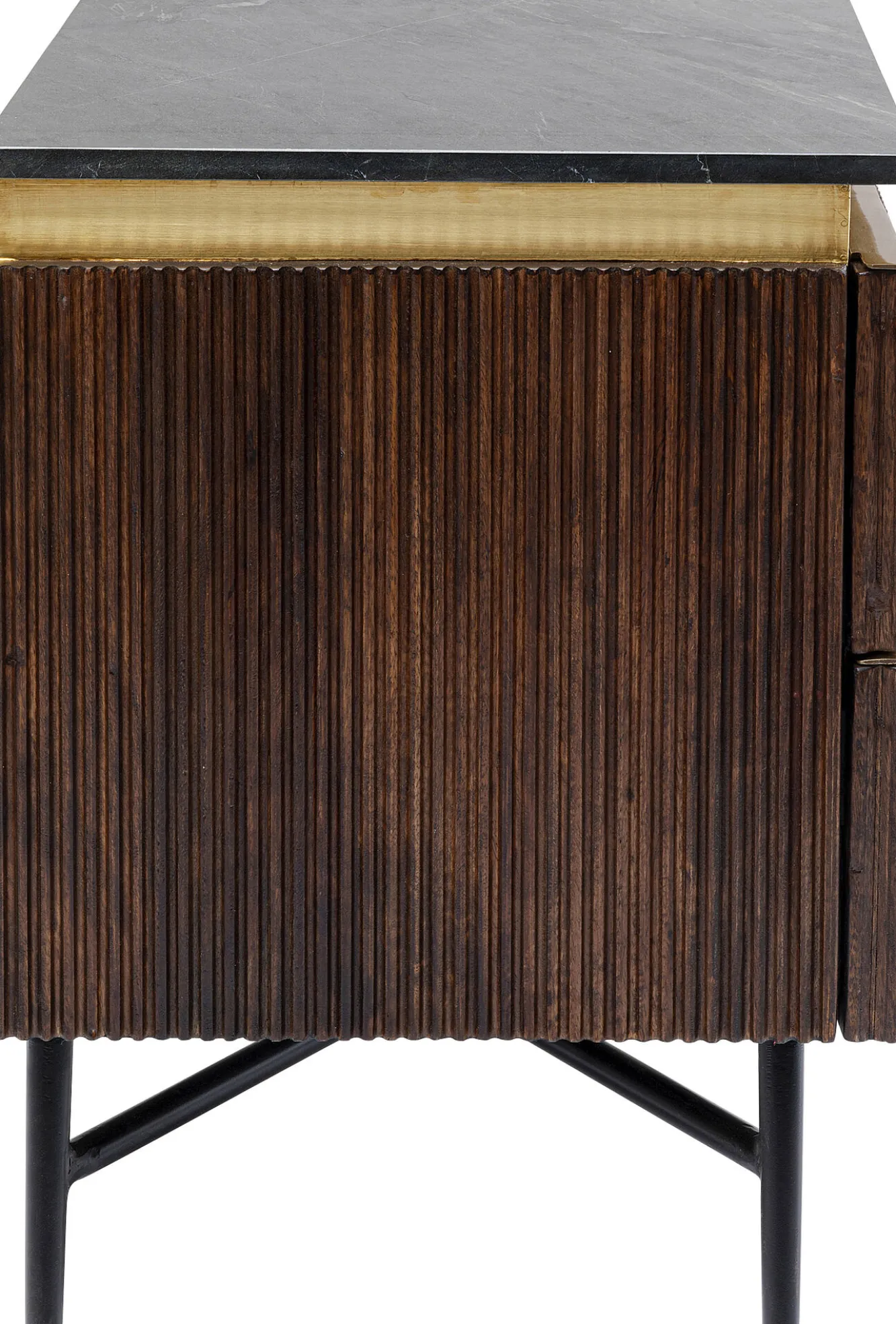 New KARE Design Szafka nocna Catalina 51x58 cm drewno mango ciemnobrązowe - blat marmur - KARE