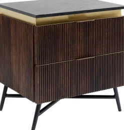 New KARE Design Szafka nocna Catalina 51x58 cm drewno mango ciemnobrązowe - blat marmur - KARE