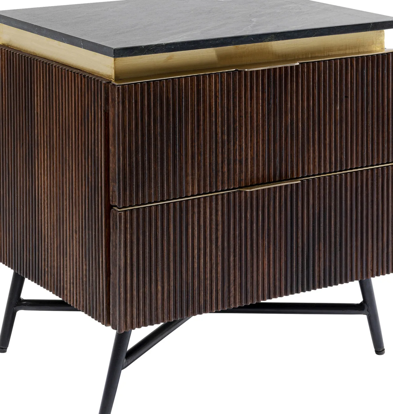 New KARE Design Szafka nocna Catalina 51x58 cm drewno mango ciemnobrązowe - blat marmur - KARE