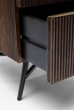 New KARE Design Szafka nocna Catalina 51x58 cm drewno mango ciemnobrązowe - blat marmur - KARE