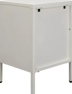 New KARE Design Szafka nocna 1-drzwiowa biała stal i szkło 40x60 cm - KARE