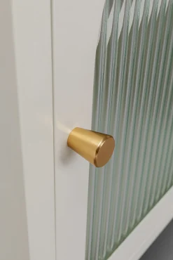 New KARE Design Szafka nocna 1-drzwiowa biała stal i szkło 40x60 cm - KARE