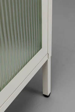 New KARE Design Szafka nocna 1-drzwiowa biała stal i szkło 40x60 cm - KARE