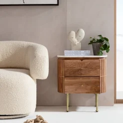 New KARE Design Szafka nocna Grace 50x55 cm drewno mango - blat marmur - KARE