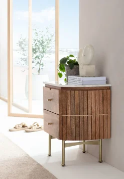 New KARE Design Szafka nocna Grace 50x55 cm drewno mango - blat marmur - KARE