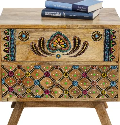 Outlet KARE Design Szafka nocna z 2 szufladami drewno mango kolorowe ornamenty 50x46 cm - KARE