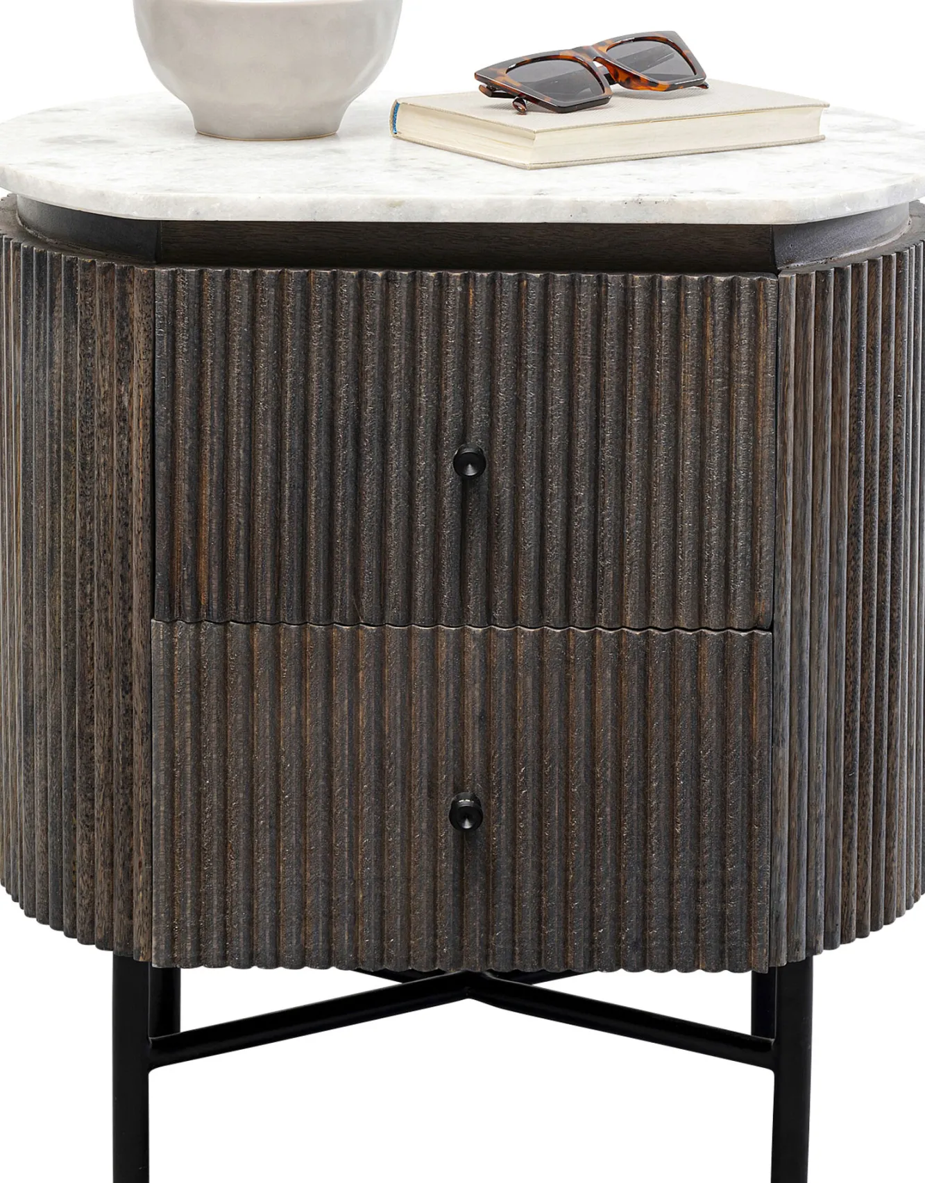 Sale KARE Design Szafka nocna z 2 szufladami drewno mango i marmur 50x55 cm - KARE