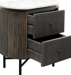 Sale KARE Design Szafka nocna z 2 szufladami drewno mango i marmur 50x55 cm - KARE