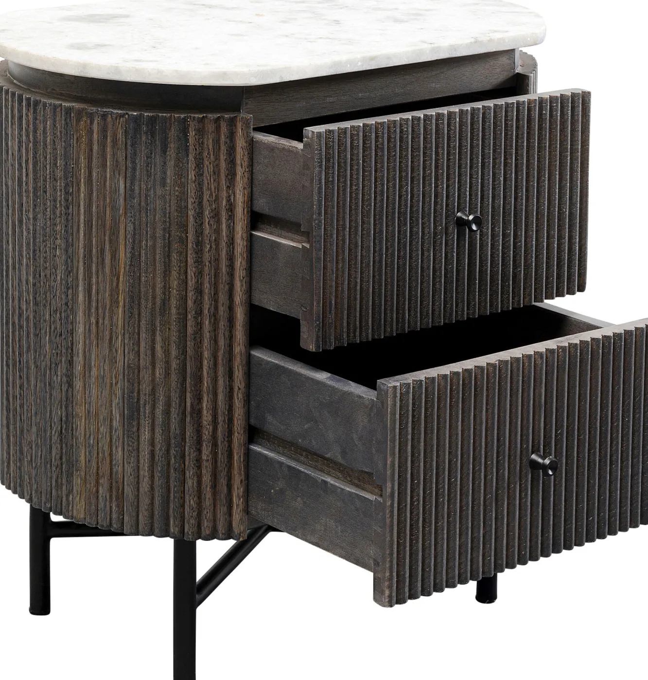 Sale KARE Design Szafka nocna z 2 szufladami drewno mango i marmur 50x55 cm - KARE