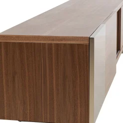 Clearance KARE Design Szafka RTV brązowa fornirowana 2 szuflady i drzwi przesuwne 200x42 cm - KARE