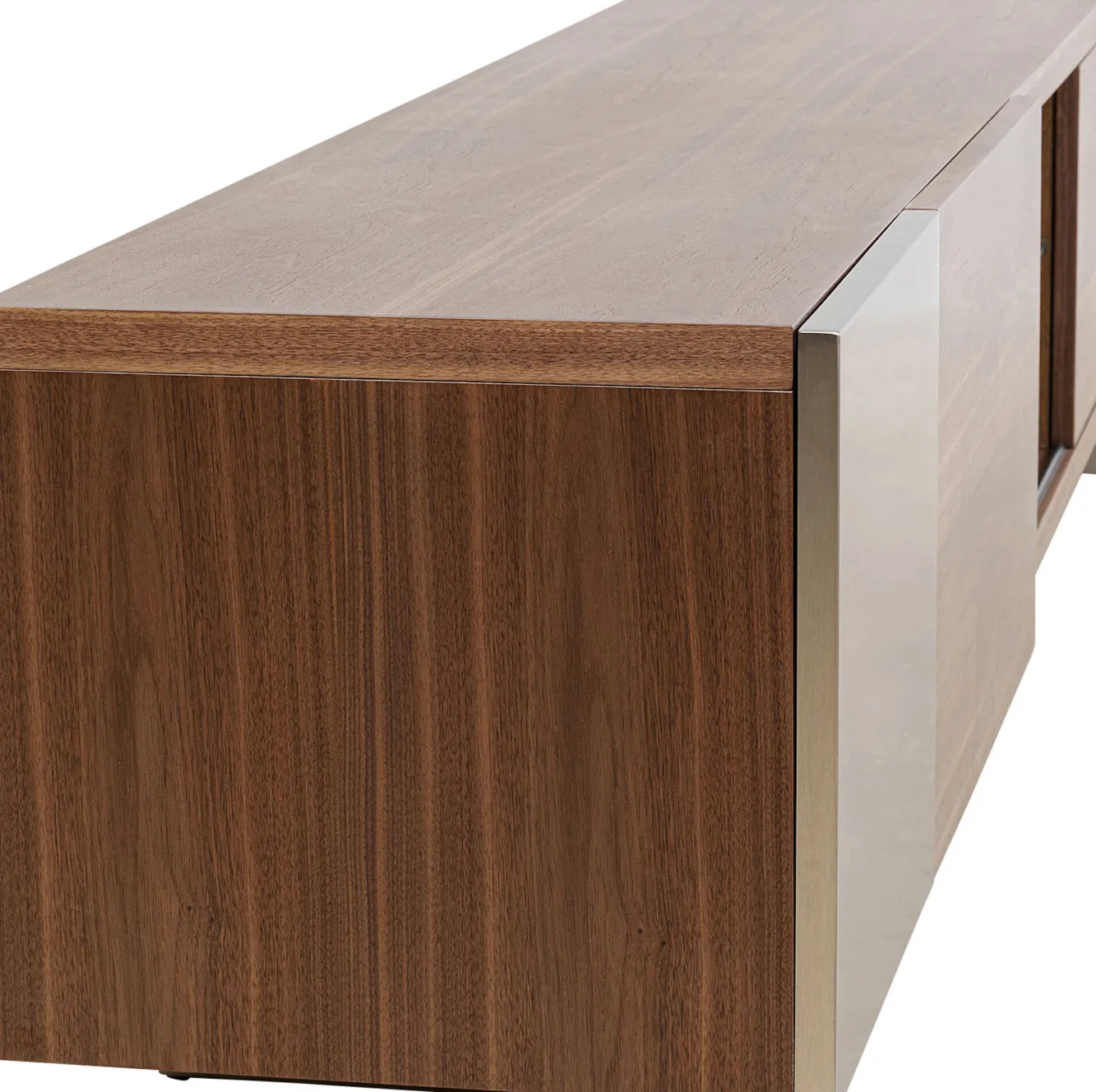 Clearance KARE Design Szafka RTV brązowa fornirowana 2 szuflady i drzwi przesuwne 200x42 cm - KARE