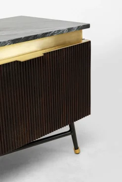 New KARE Design Szafka RTV Catalina 170x50 cm drewno mango ciemnobrązowe - blat marmur - KARE